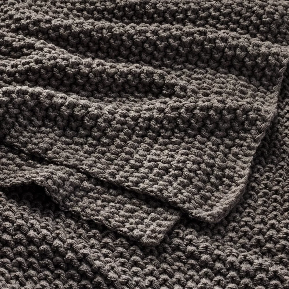 Chunky Knit Bed Blanket Dark Gray - Full/Queen - Image 4