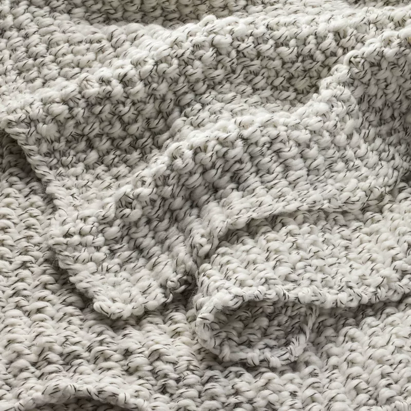 Full/Queen Chunky Knit Bed Blanket Marled Gray - Image 4