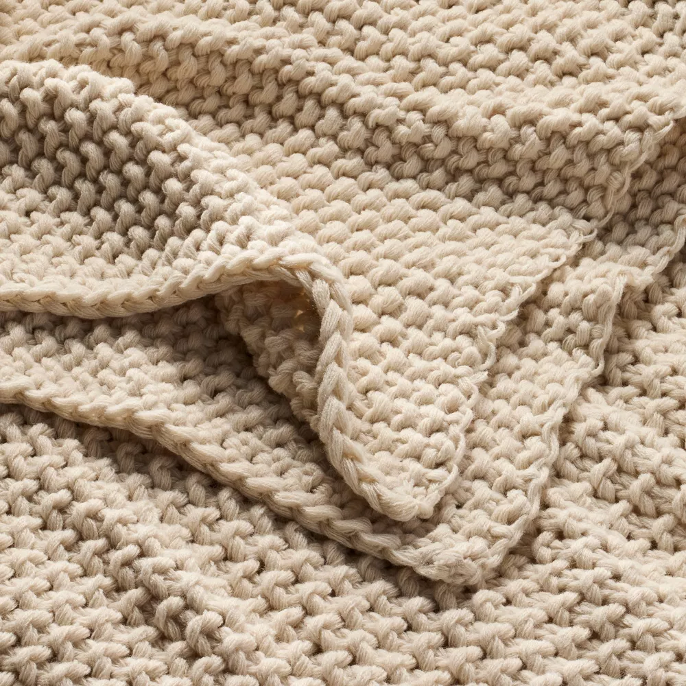 Chunky Knit Bed Blanket Natural Full/Queen - Image 4