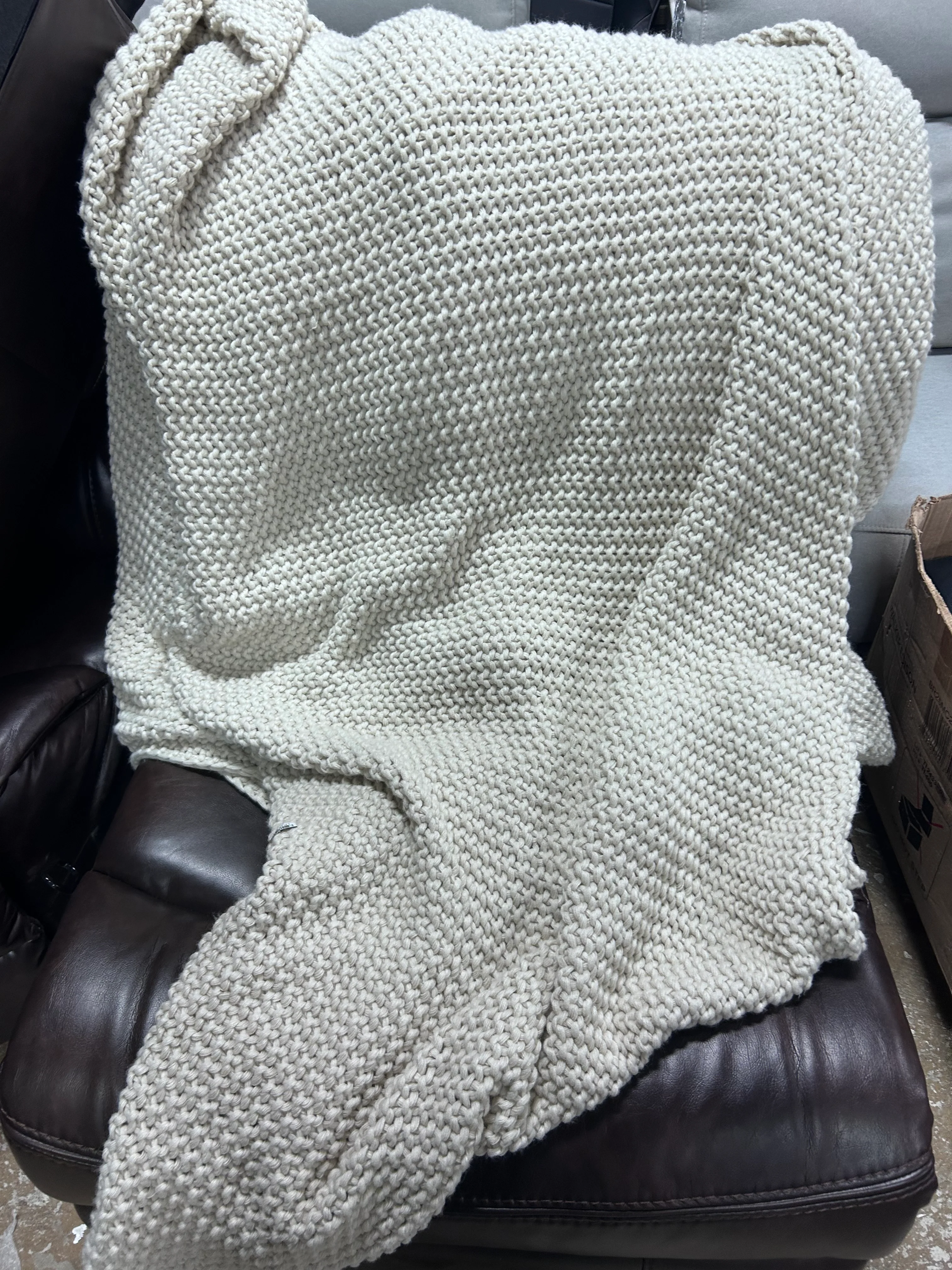 Chunky Knit Bed Blanket Natural, Full/Queen - Image 6