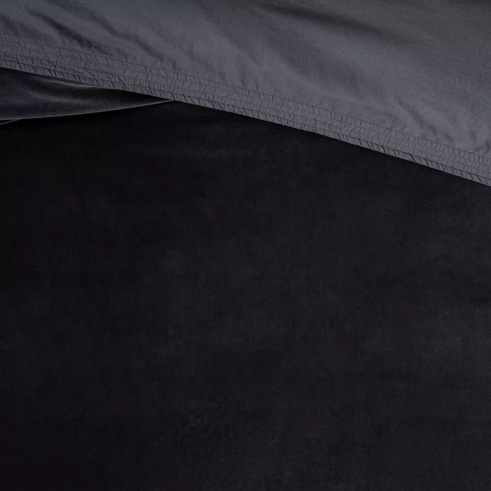 Cotton Velvet Duvet Cover and Sham Set Dark Gray Full/Queen - Image 2