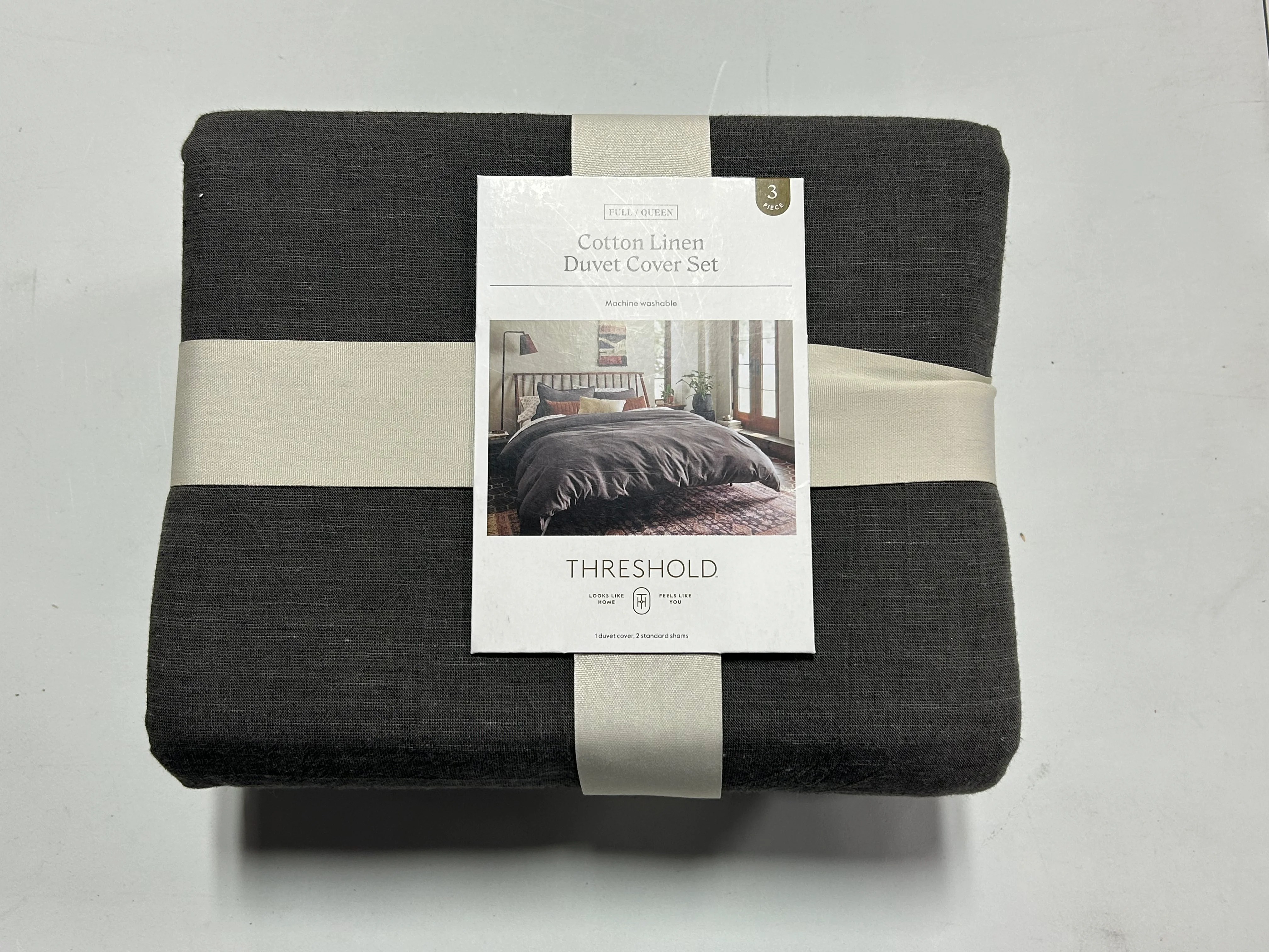 Cotton Velvet Duvet Cover and Sham Set Dark Gray Full/Queen - Image 4