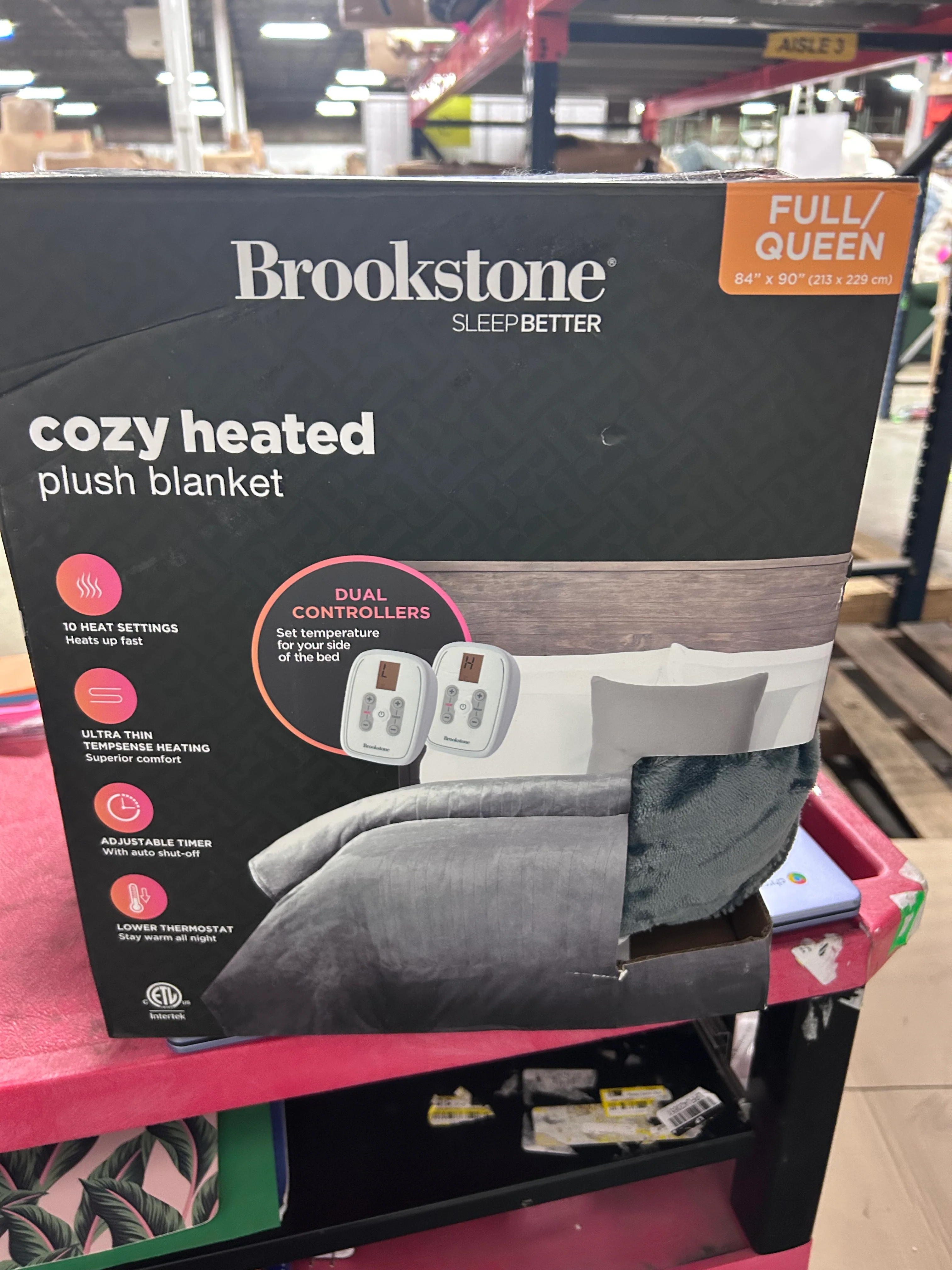 Heated Blanket Gray Plush Full/Queen - Image 6