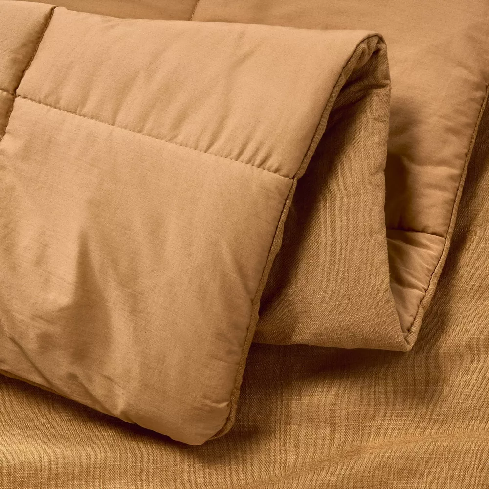 Full/Queen Heavyweight Linen Blend Comforter Warm Brown - Image 3