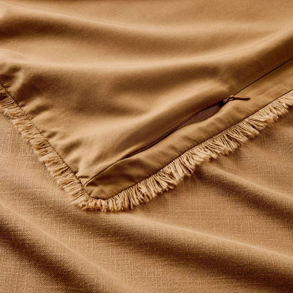 Heavyweight Linen Blend Comforter & Sham Set Warm Brown - Full/Queen - Image 2