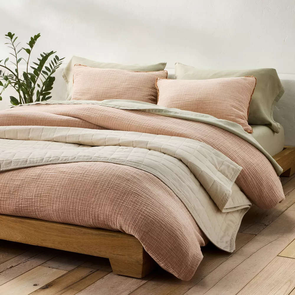 Full/Queen Heavyweight Linen Blend Quilt Natural - Image 4