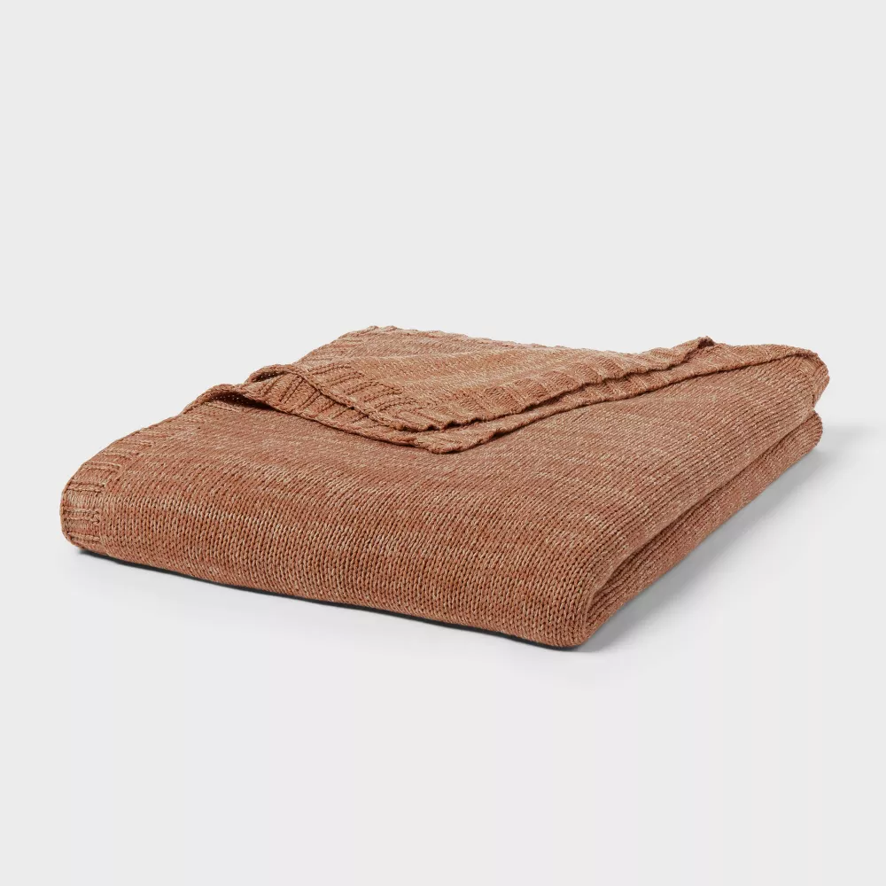 Full/Queen Knit Blanket Brown