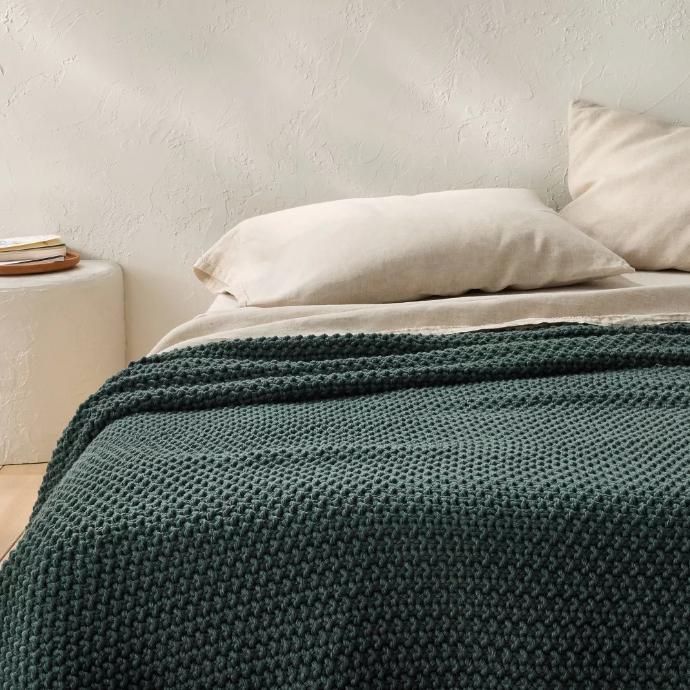 Knit Blanket Dark Teal - Full/Queen - Image 2