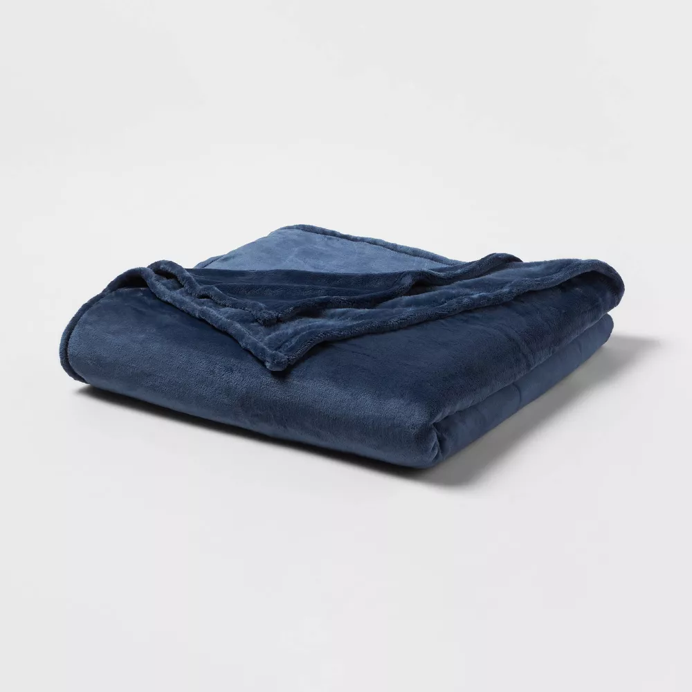 Microplush Bed Blanket Metallic Blue - Full/Queen