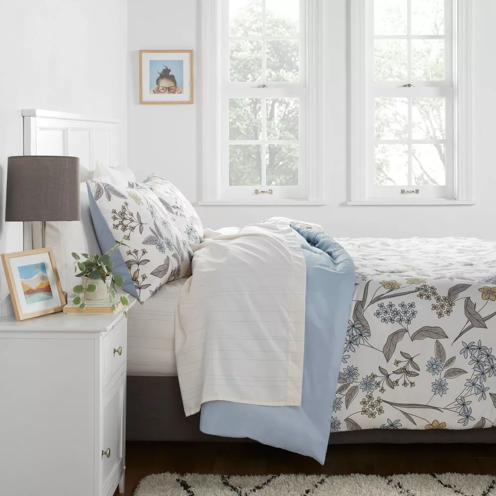 Full/Queen Printed Comforter Set Ivory/Light Blue/Honey Yellow - Image 4