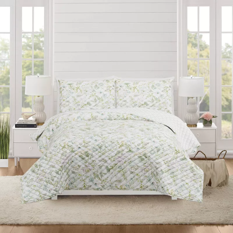Full/Queen Quilt Botanical Floral Green - Image 2