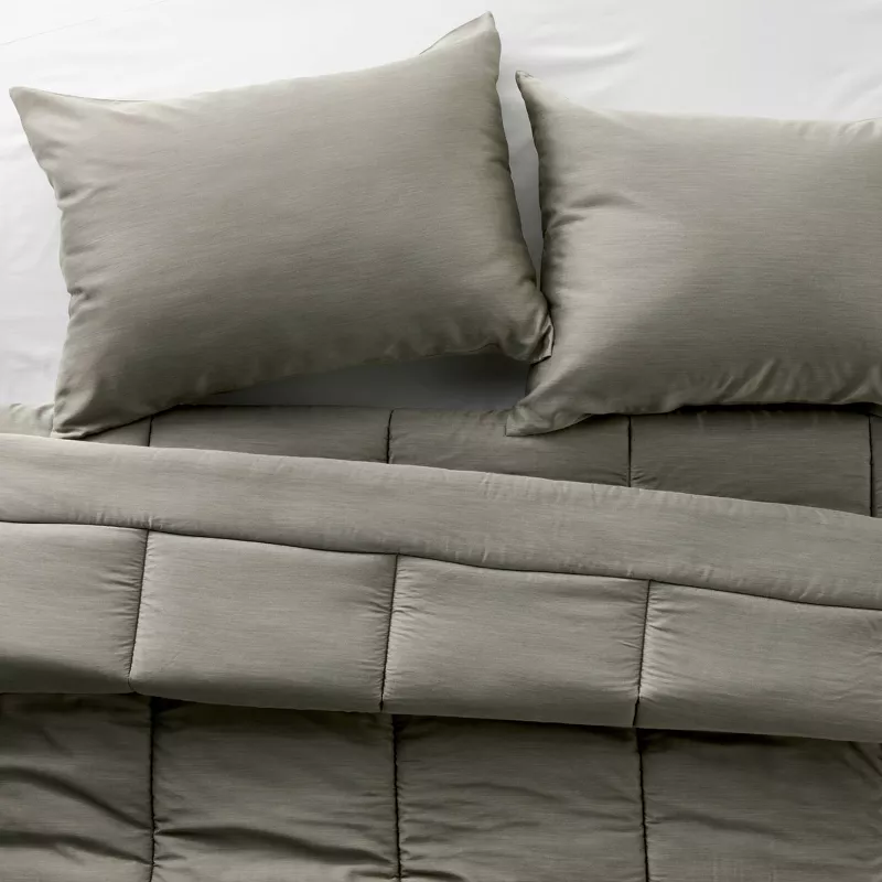 Full/Queen Rayon from Bamboo Comforter Set Olive Green - Image 4
