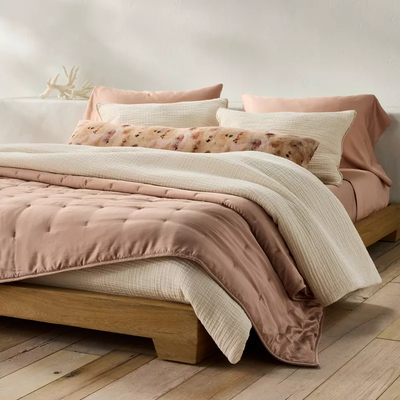 Full/Queen Textured Chambray Comforter & Sham Set Natural - Image 5
