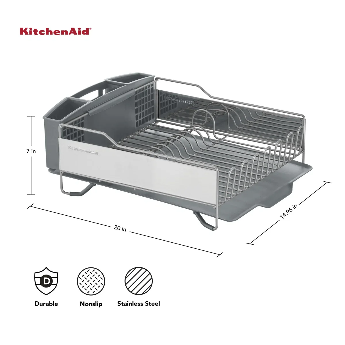 Full Size Dish Rack, Light Grey - Image 5