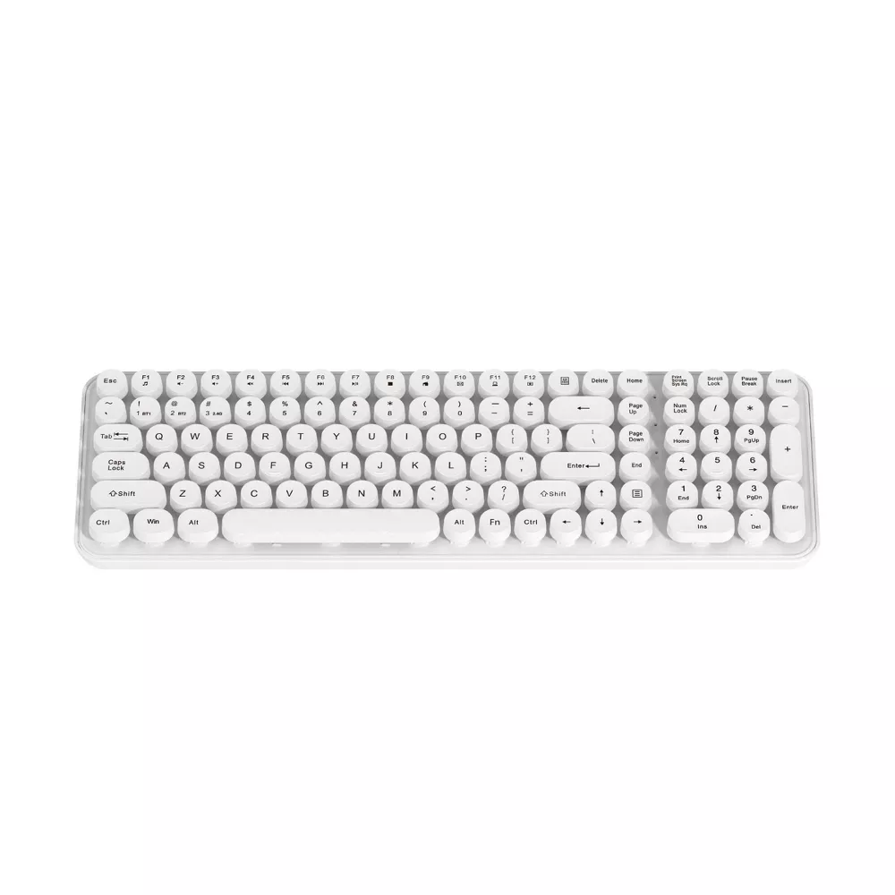 Full Size Round Pop Key Wireless Keyboard - White - Image 3