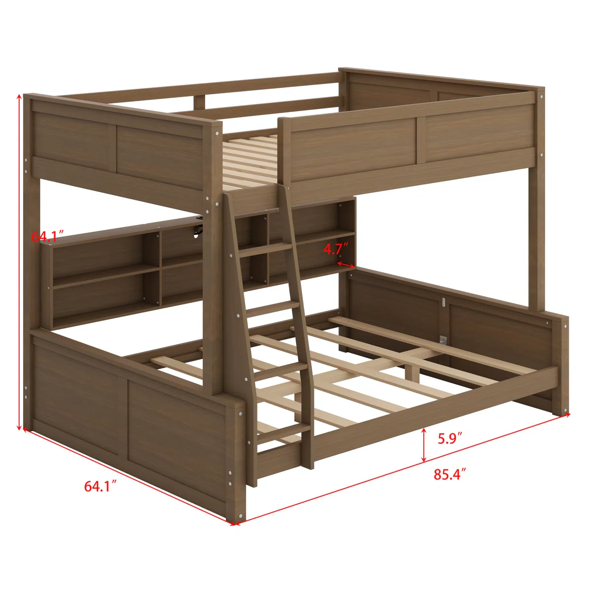 Full XL Over Queen Size Bunk Bed With Storage Shelves And USB Ports - Image 3