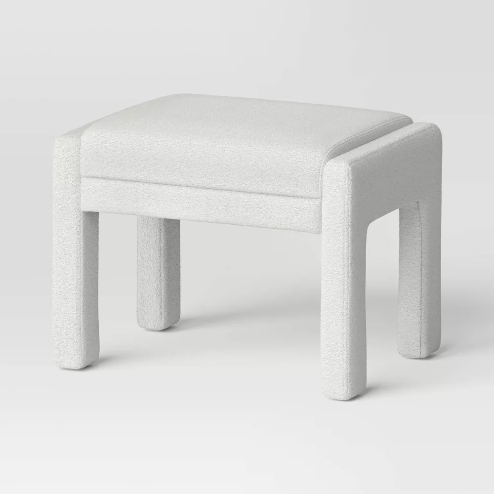 Fully Upholstered Ottoman Cream Boucle