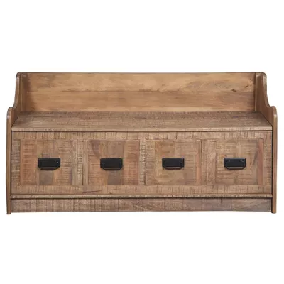Garrettville Storage Bench Brown -Solid Wood, Entryway, Ottoman, End-of-Bed - Image 4