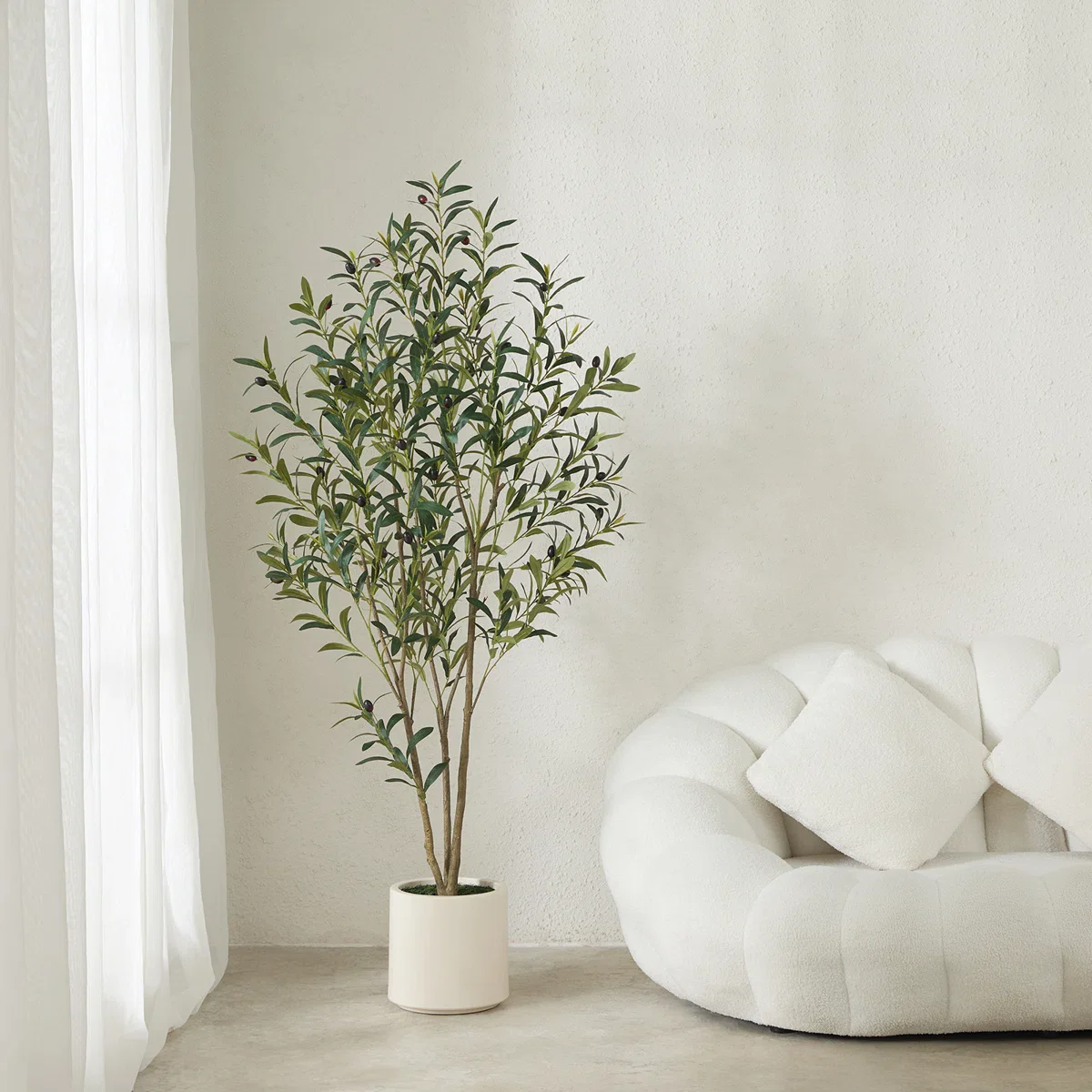 George Artificial Olive Tree in Round Planter - Image 3