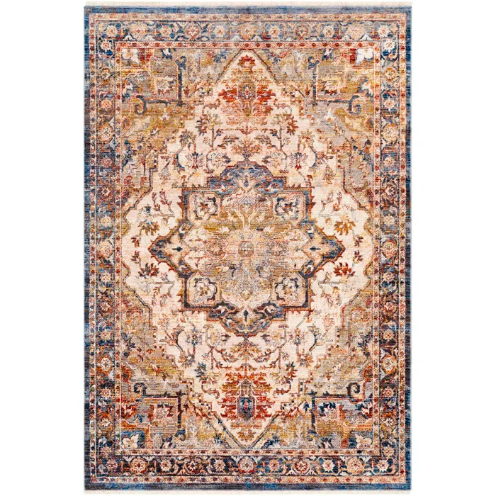 Gilstrap Oriental Gold/Navy Area Rug 2'7" x 4'11"