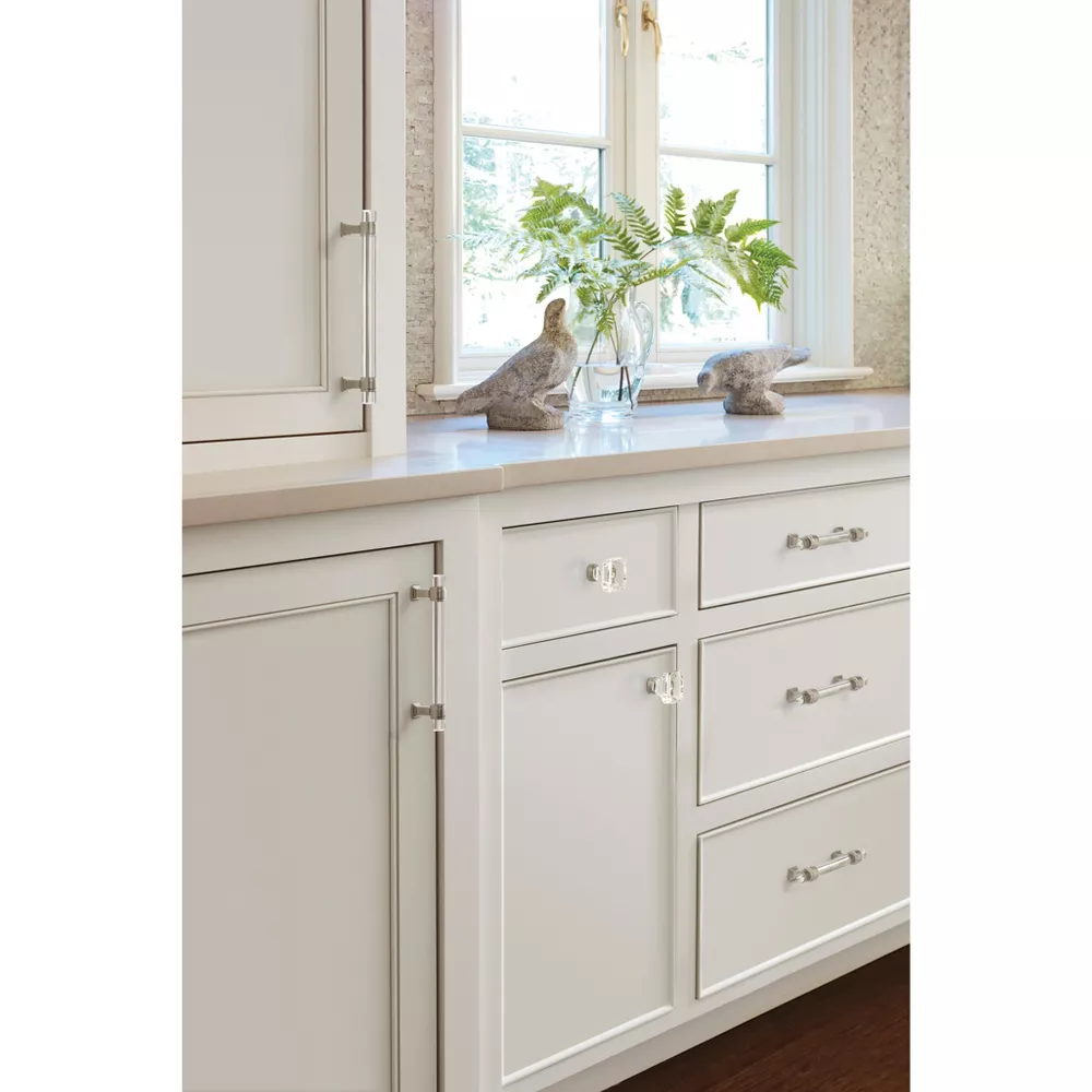 Glacio Clear/Satin Nickel Cabinet Pull Set of 6 - Image 5