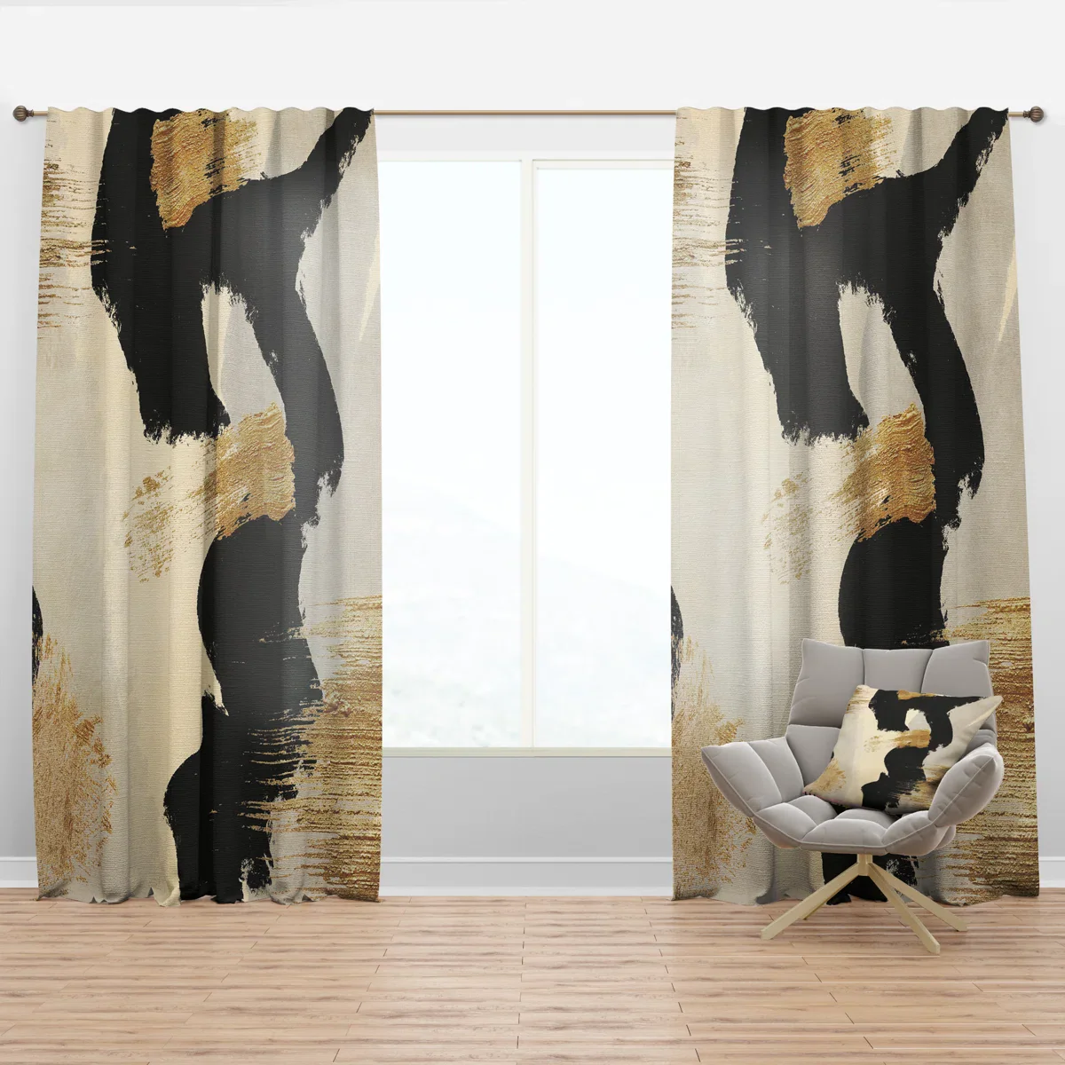 Glam Collage II - Modern Velvet Curtain - Room Darkening - 1 Panel