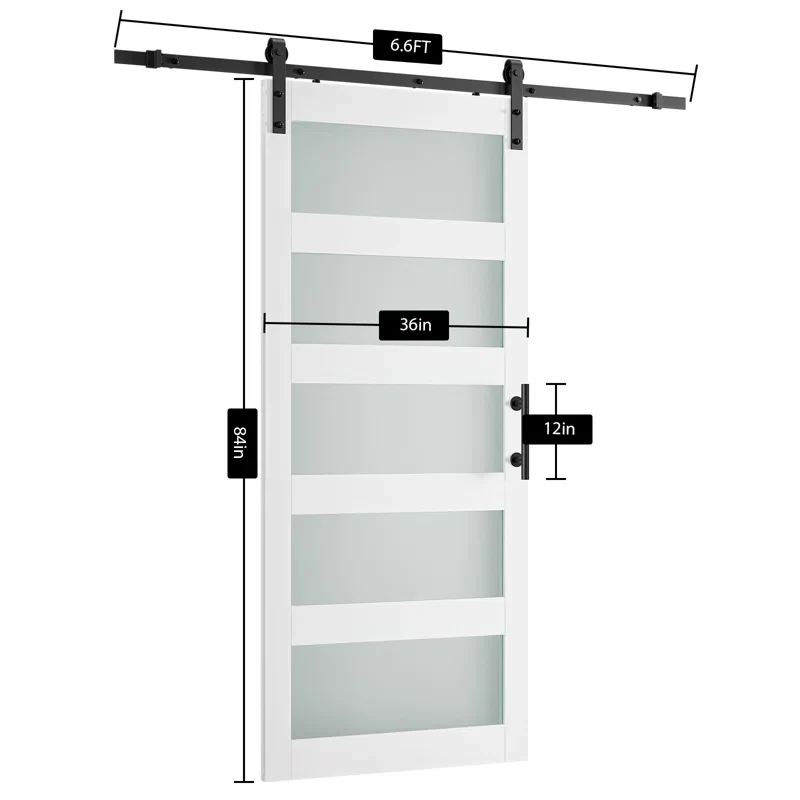 Glass Wood Barn Door with Installation Hardware - Image 3
