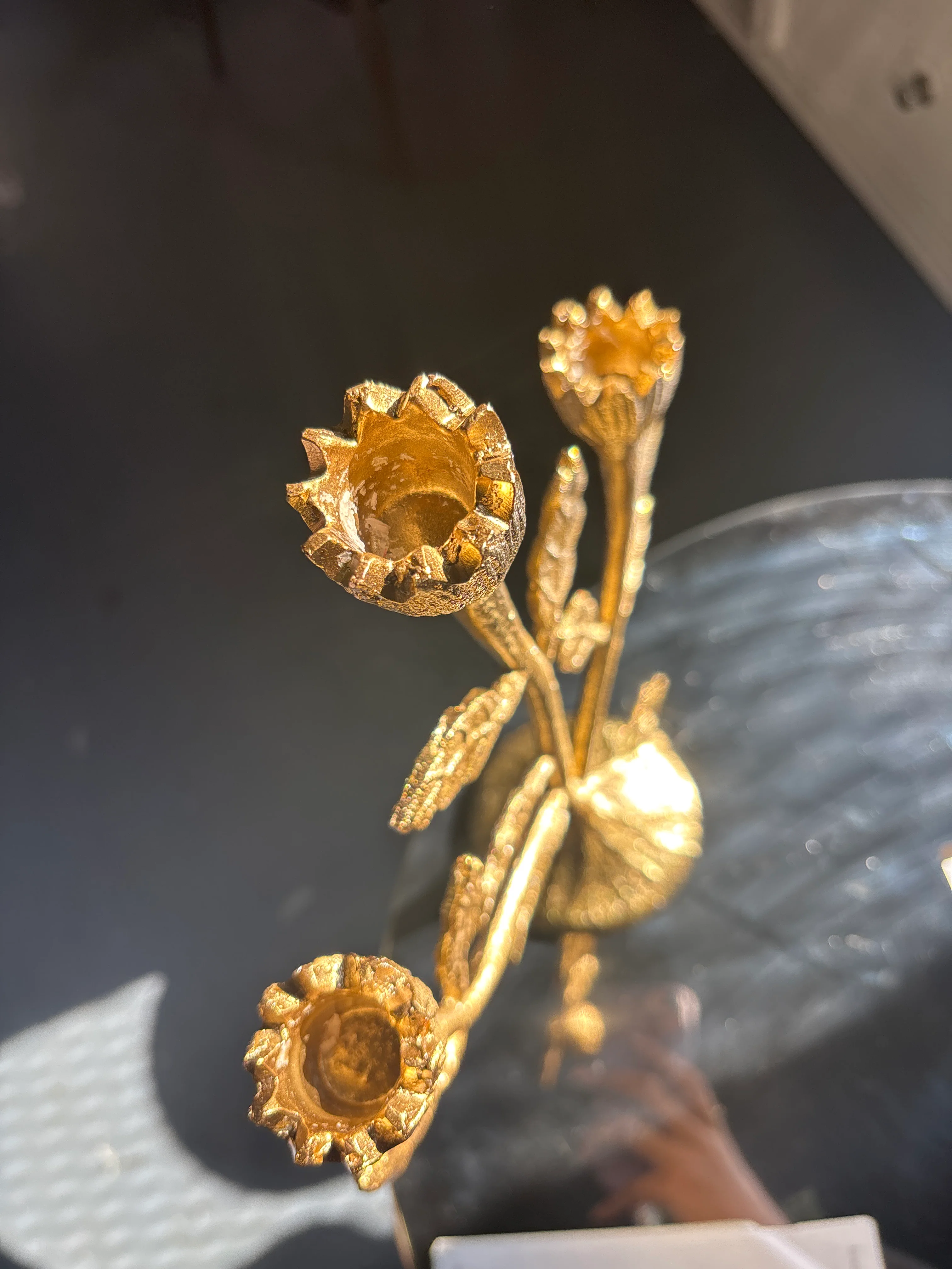 Gold Metal Botanical Candelabra SHOWROOM ITEM - Image 4