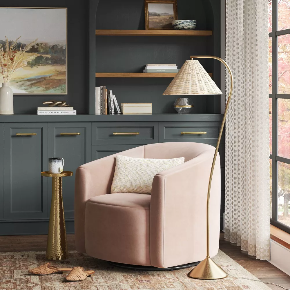 Gooseneck Floor Lamp with Natural Shade - Image 3