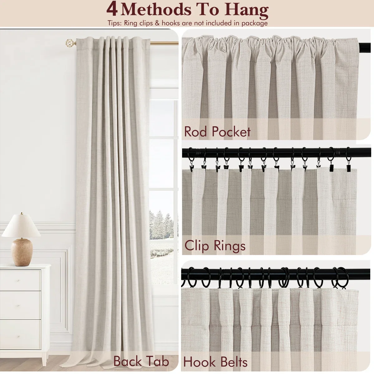 Graciella Thermal Insulated Faux Linen Textured 100% Blackout Set of 2 - Image 3
