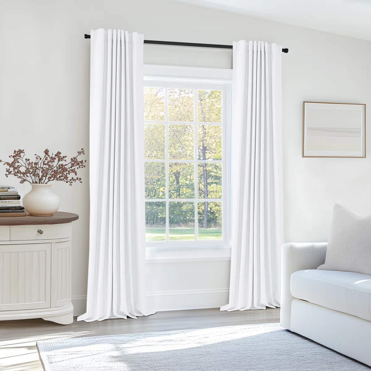 Graciella Thermal Insulated Faux Linen Textured 100% Blackout Curtains Set of 2 - Image 4