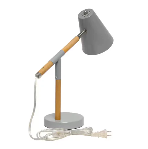 Gray Matte and Wooden Pivot Desk Lamp - Image 2