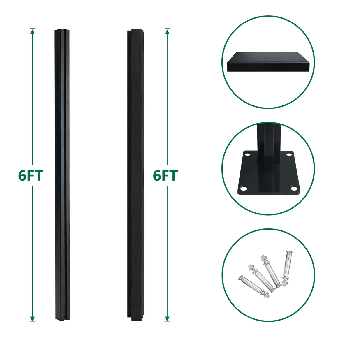Ground-Mount Corner Fence Post with Base – Adjustable Angle