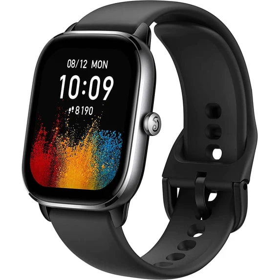 GTS 4 Mini Smart Watch: Fitness Tracker with 120+ Sport Modes-Black Silicone Watchband