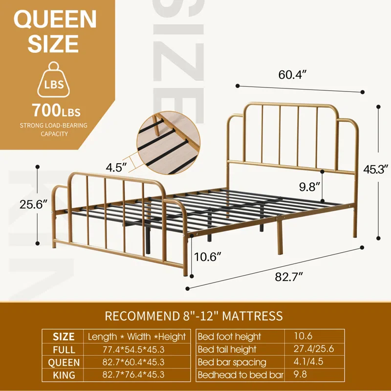 Gurtha Metal Platform Bed Queen - Image 5