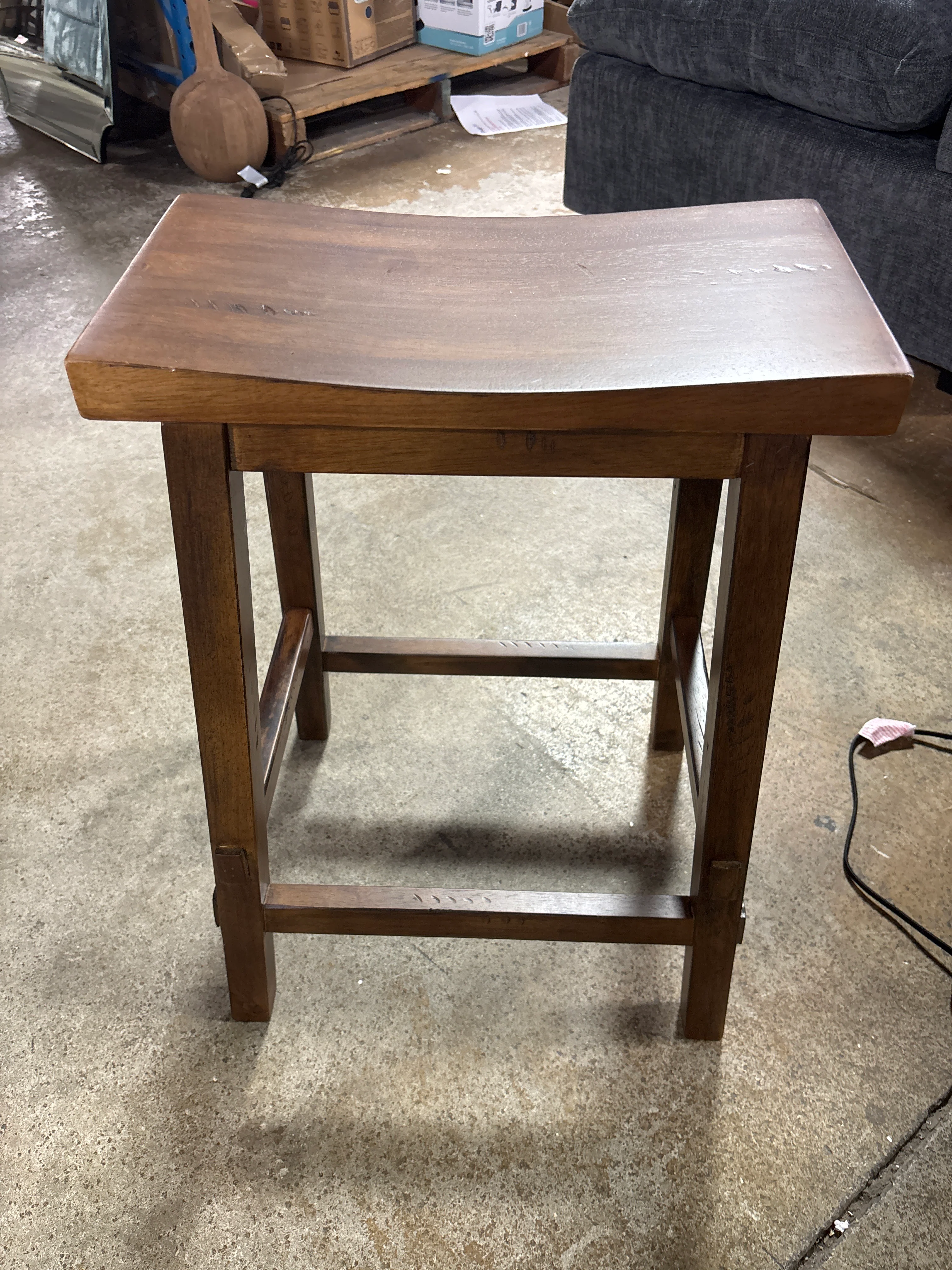 Halifax 23.81" Farmhouse Wood Barstool with Footrest Brown SHOWROOM ITEM - Image 2