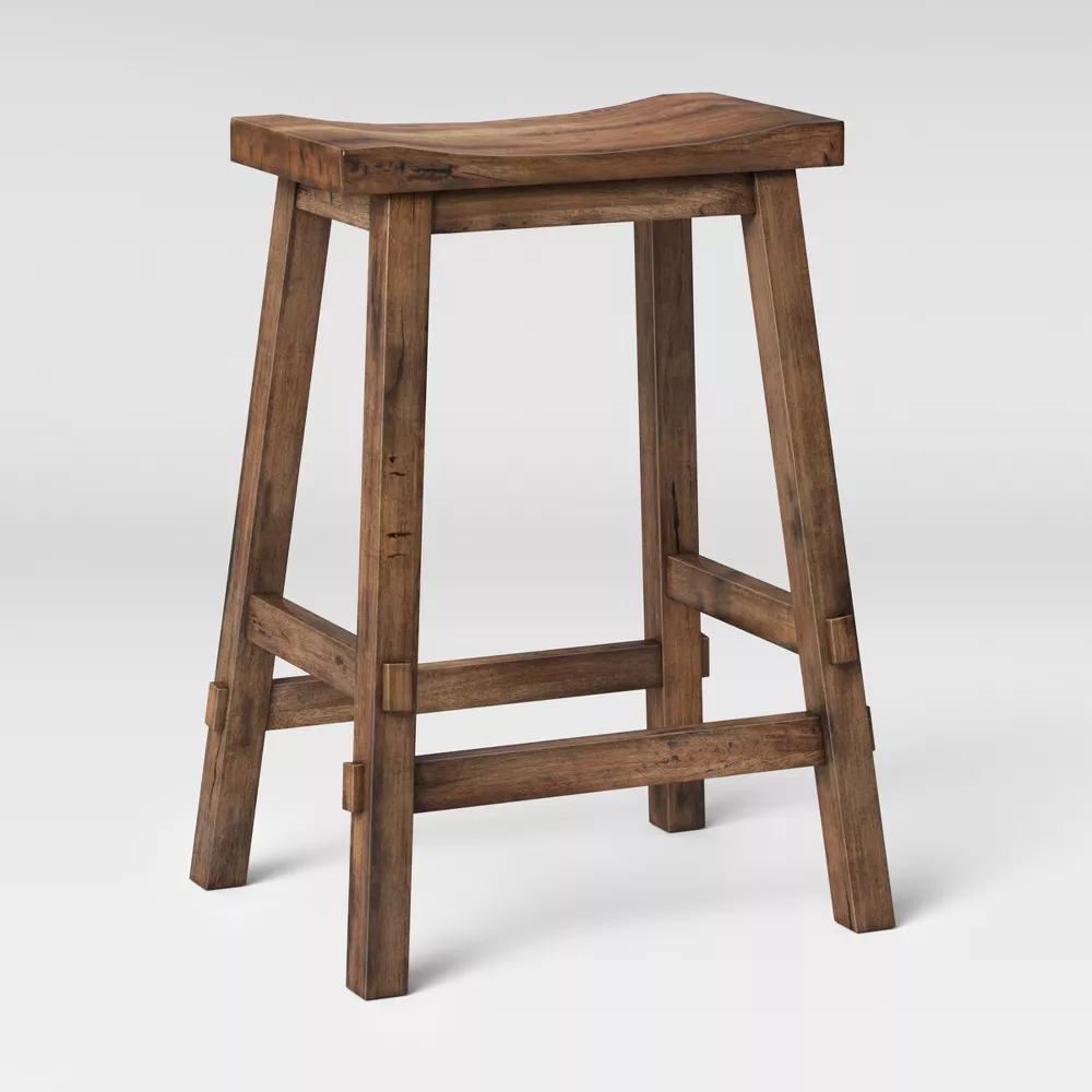Halifax Farmhouse Wood Counter Height Barstool Brown