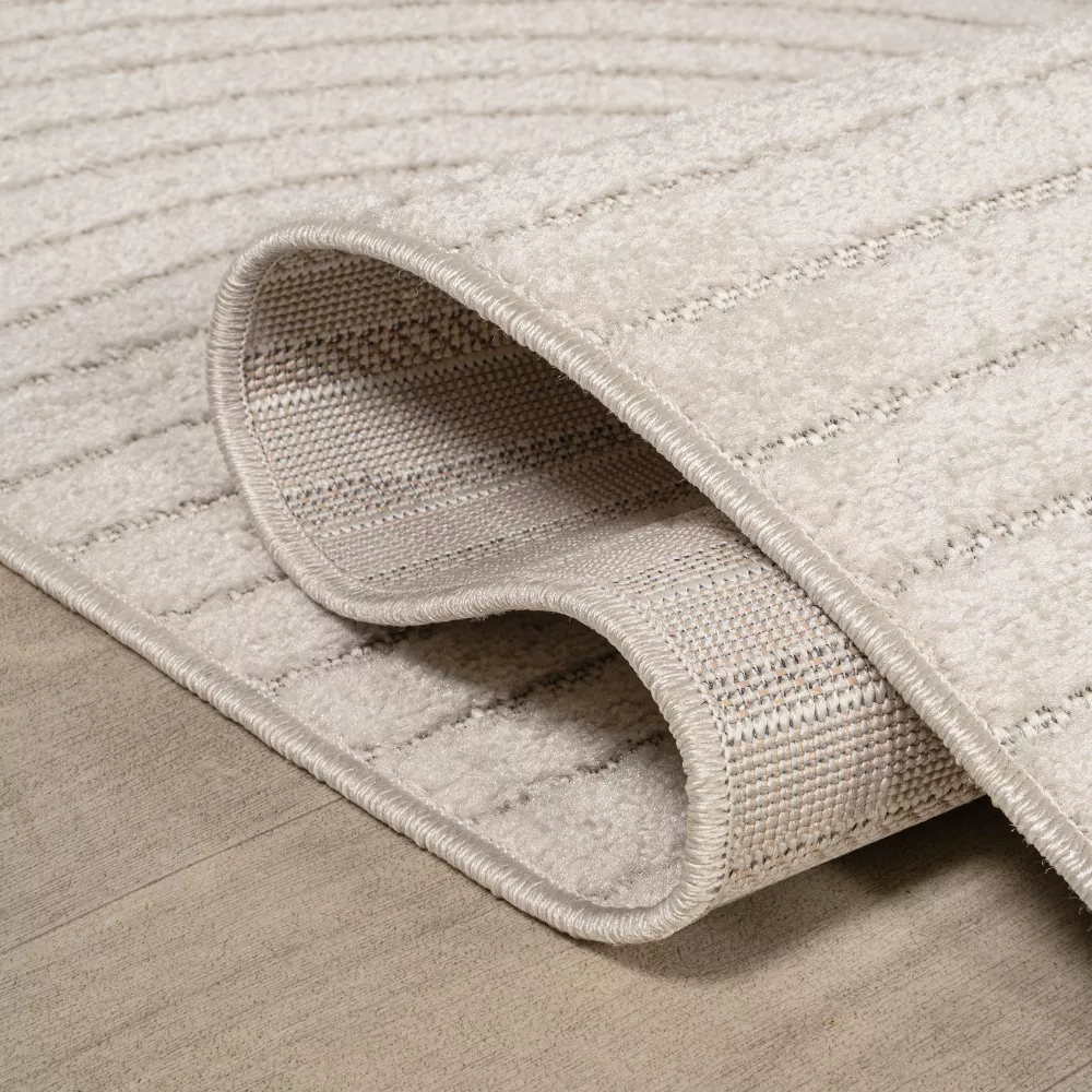 Hallie High-Low Minimalist Curve Geometric Ivory/Cream 4 ft. x 6 ft. - Image 2