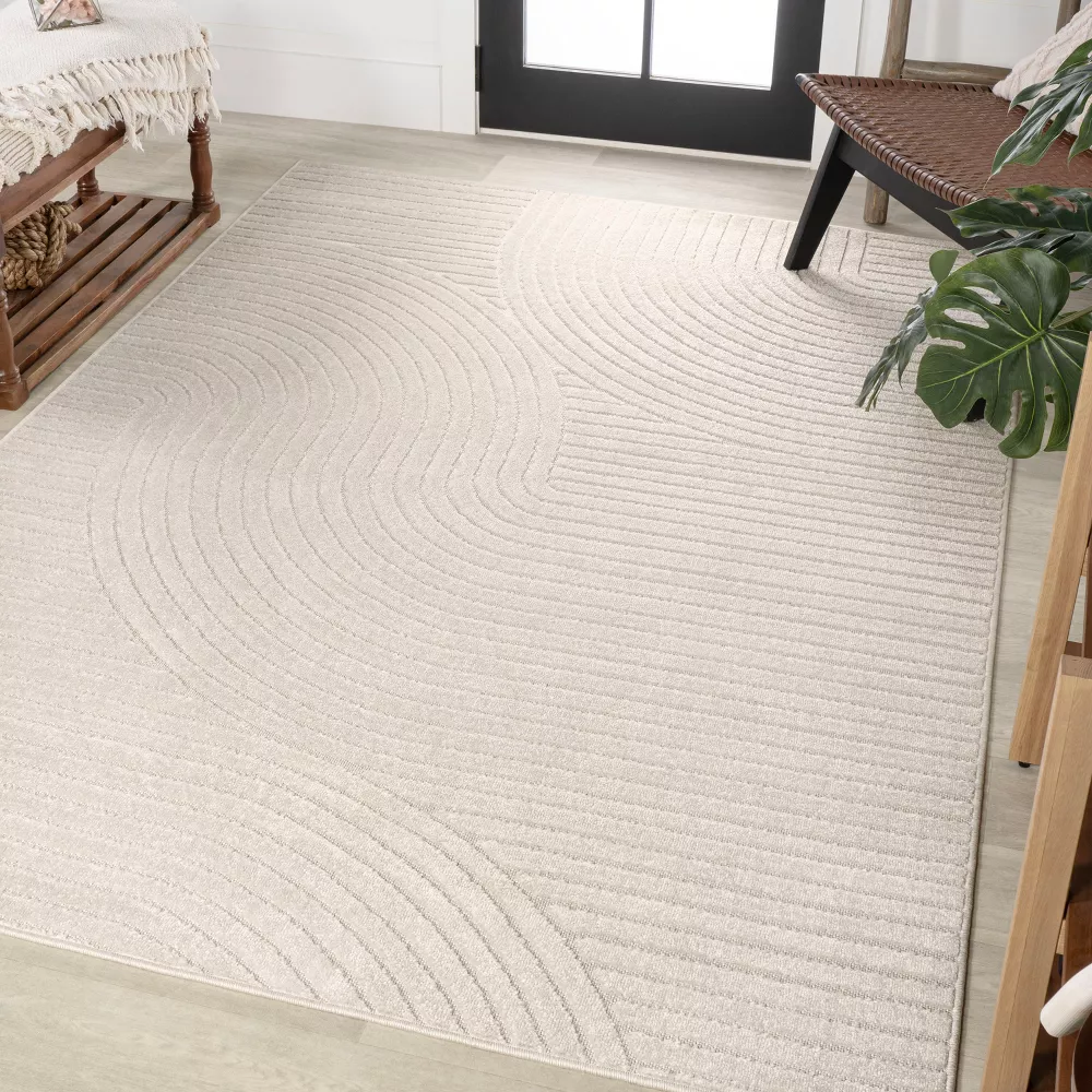 Hallie High-Low Minimalist Curve Geometric Ivory/Cream 4 ft. x 6 ft. - Image 5