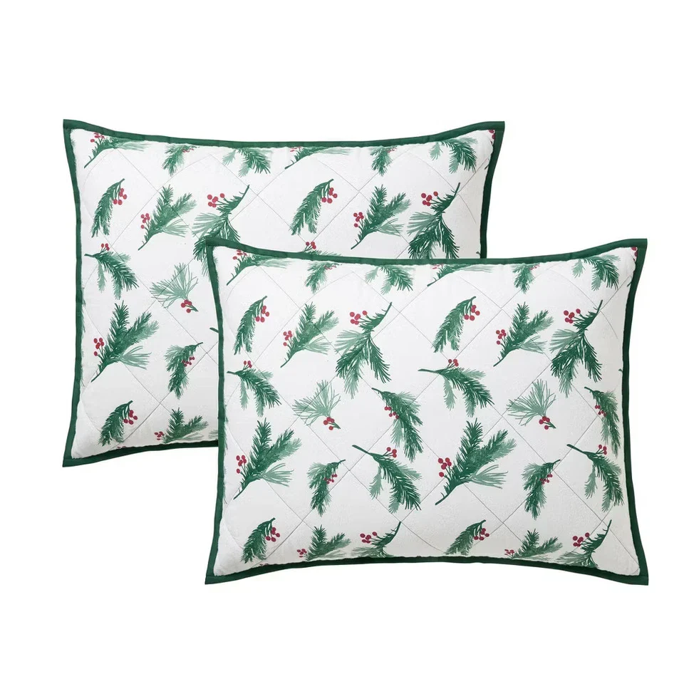 Hallmark Queen Flannel Greenery Print Quilt Set - Image 4