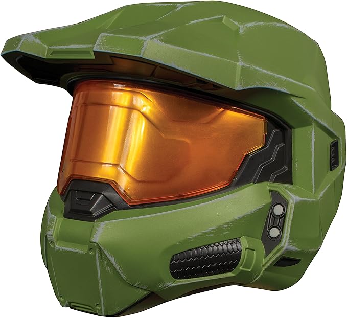 Halo Master Chief Helmet for Kids, Single Child Size Full Helmet with Visor, Green & Gold - Image 2