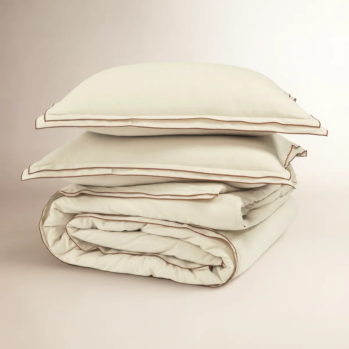 3-Piece Hampton Double Flange Embroidered Contrast Edge Cotton Comforter Set King