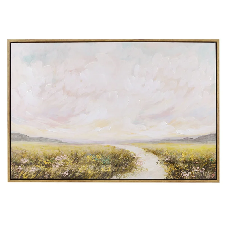 Hand Embellished Framed Canvas Abstract Landscape Wall Art SHOWROOM ITEM