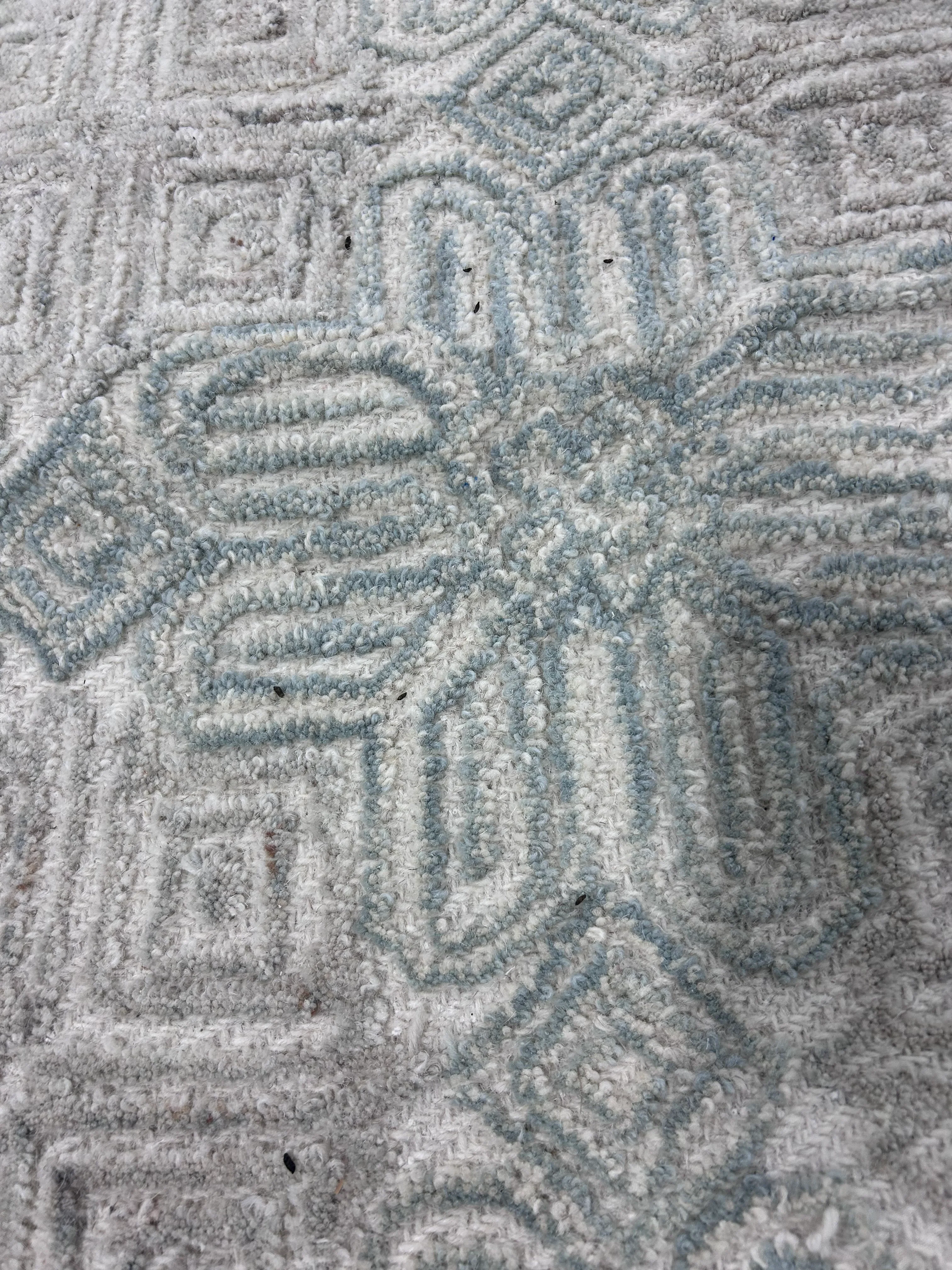 Handmade Ikat Raimunde Wool Rug - 8' x 10' - Ivory/Grey - Image 5