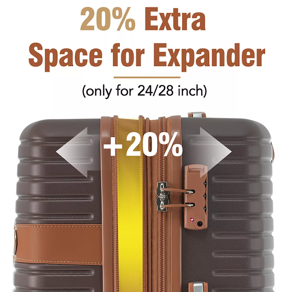 Hardshell ABS Luggage, Lightweight Expandable with Spinner Wheels Brown - Image 2