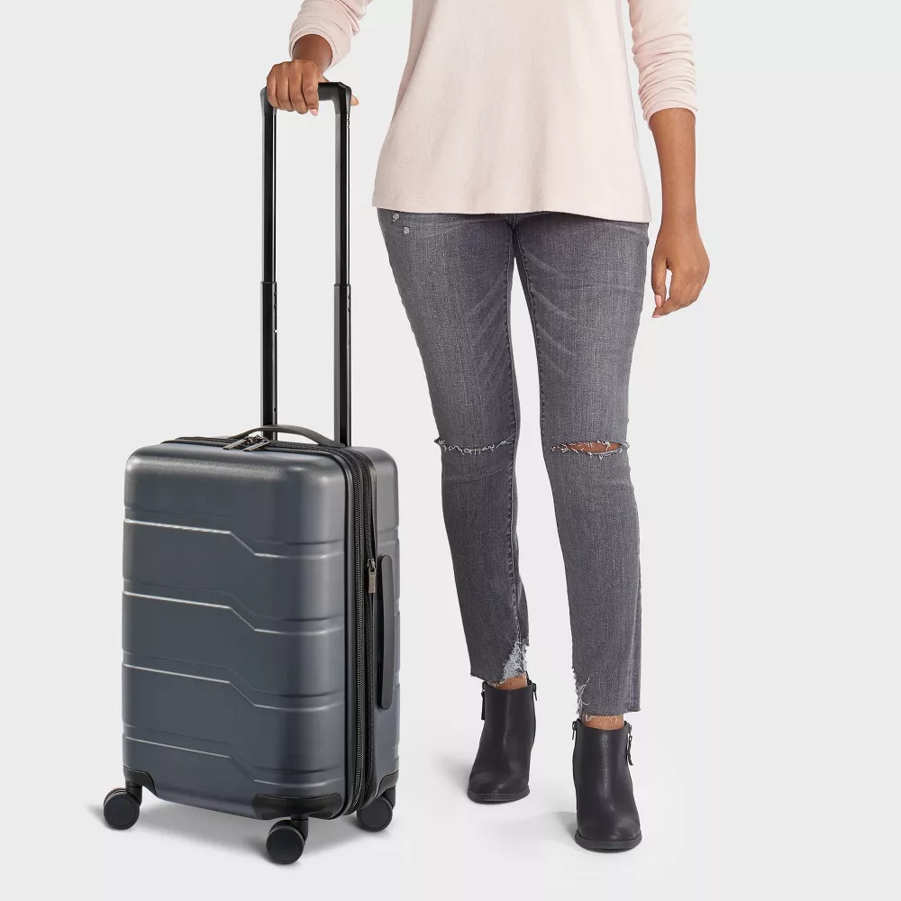 Hardside Carry On Suitcase Gray - Image 5