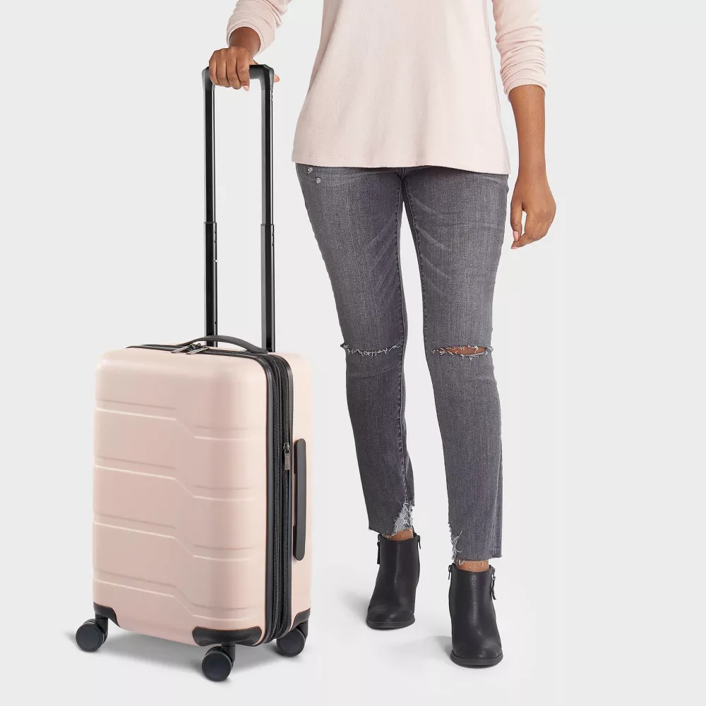 Hardside Carry On Suitcase Pink - Image 5