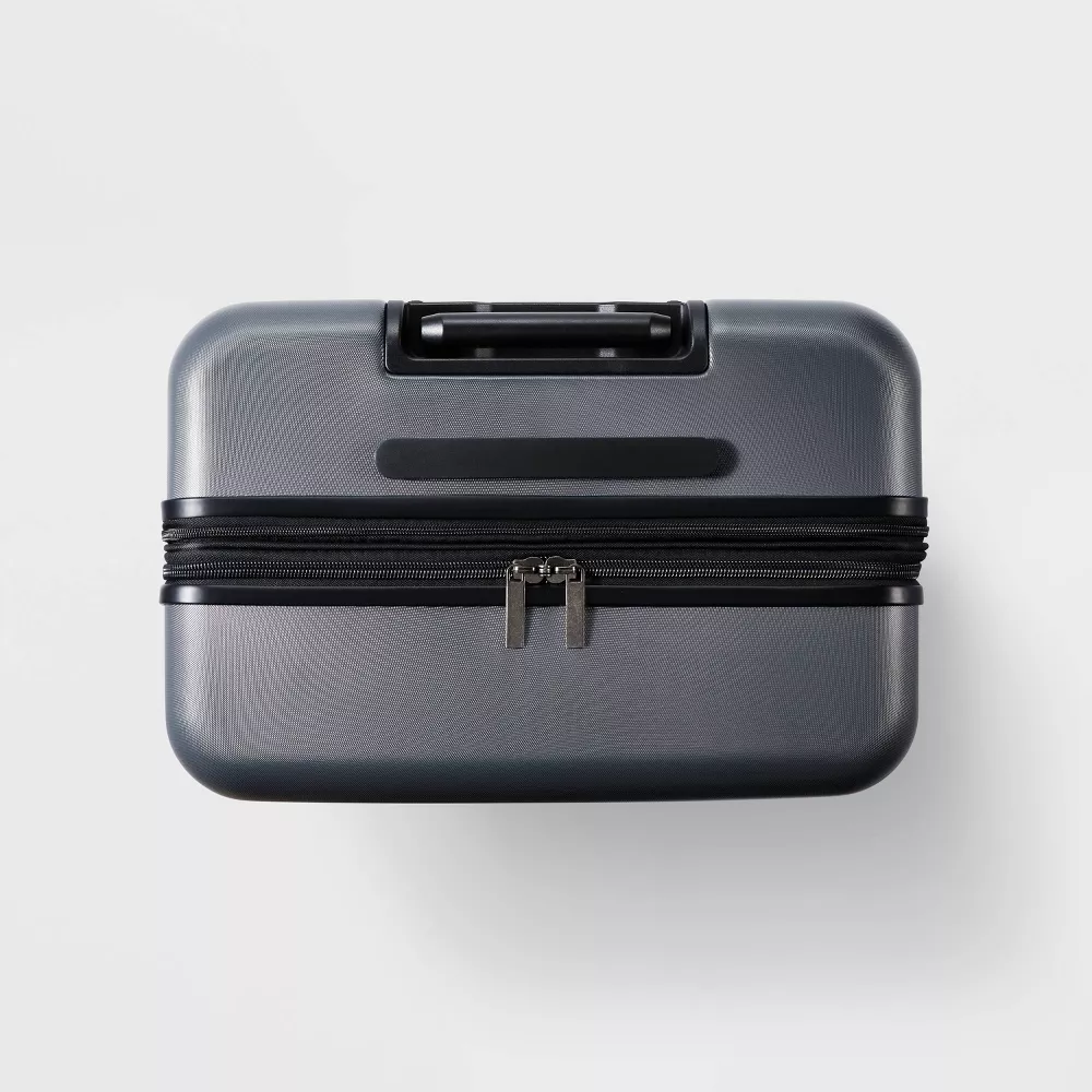 Hardside Large Checked Suitcase Gray - Image 3