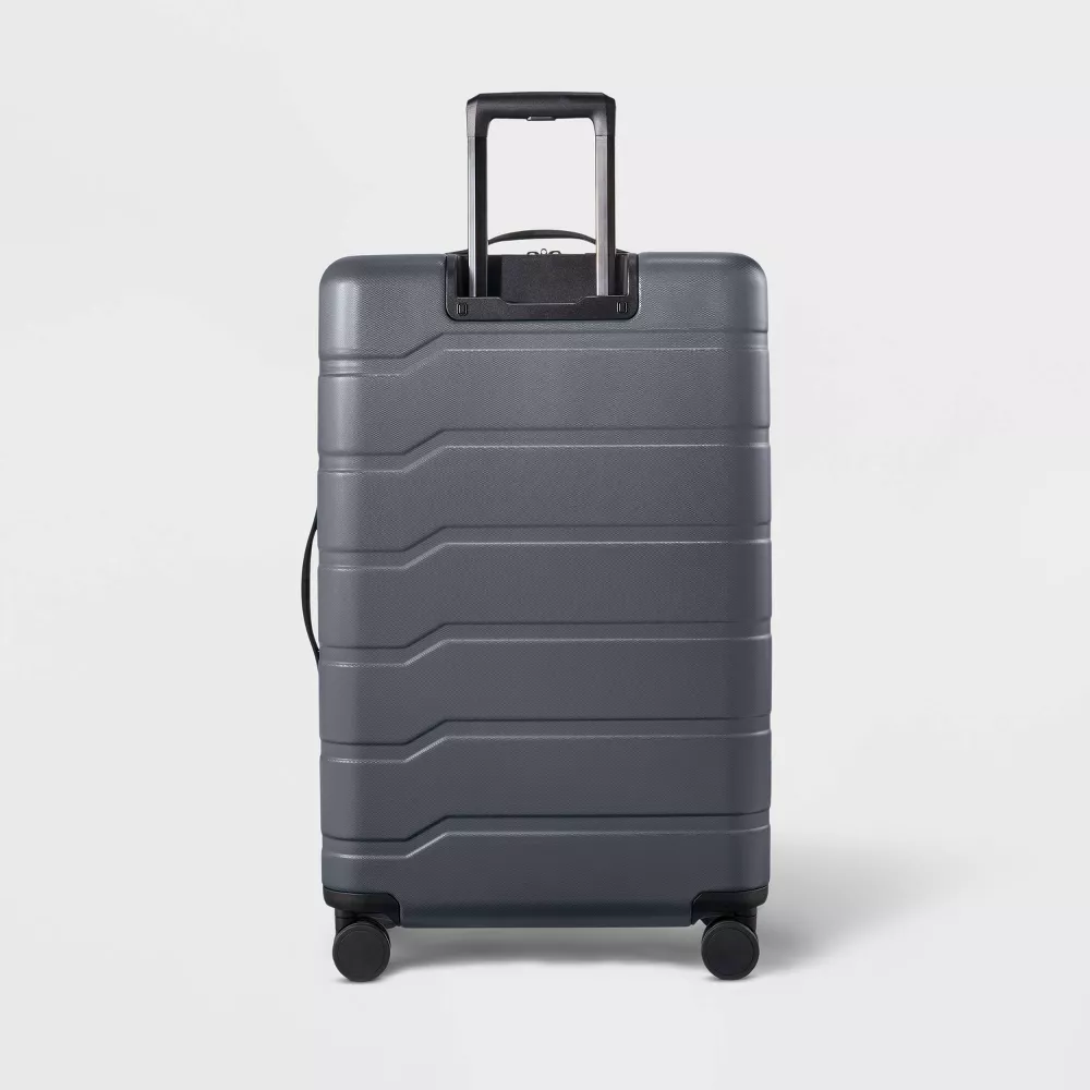 Hardside Large Checked Suitcase Gray - Image 4
