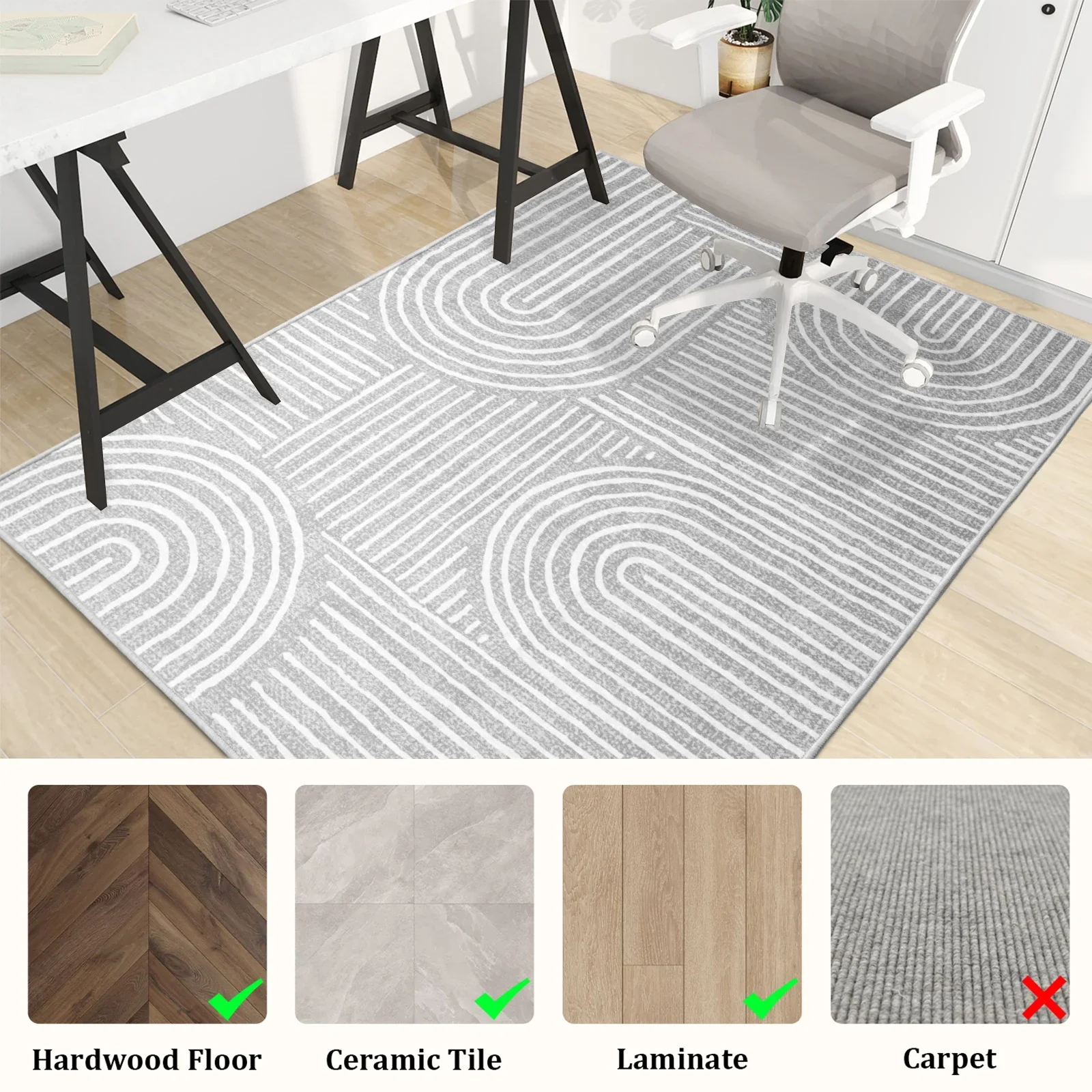 Hardwood Floor Office Chair Mat, Gray 36"x48", - Image 5